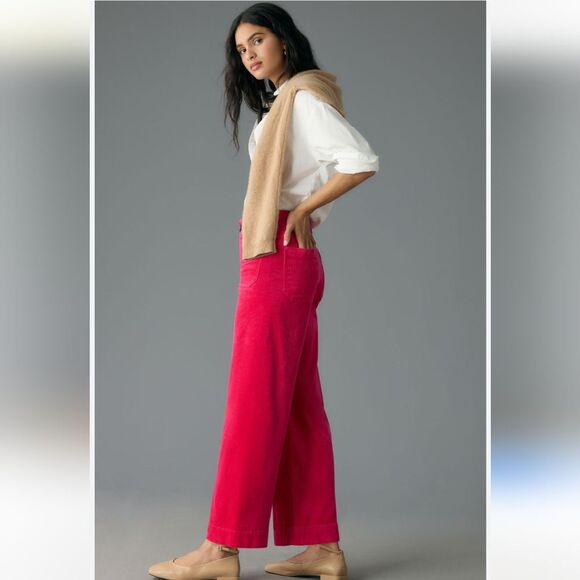 Young Fabulous & Broke Denim - YFB Young Fabulous & Broke Fushia Pink Wide Leg Crop Coulotte Jeans XS
